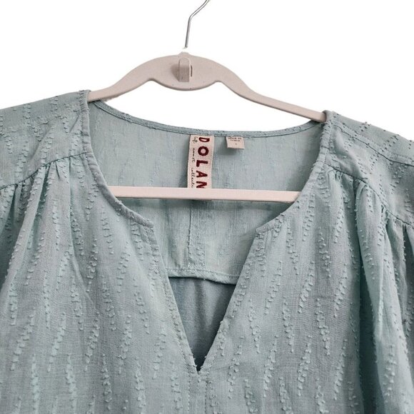 Anthropologie Dolan Blouse Small Blue Alvia Peasant 3/4 Balloon Sleeve Cotton - Picture 2 of 14